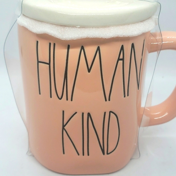Rae Dunn Human Kind Ceramic Mug w / Rainbow Topper Lid New - Picture 2 of 6
